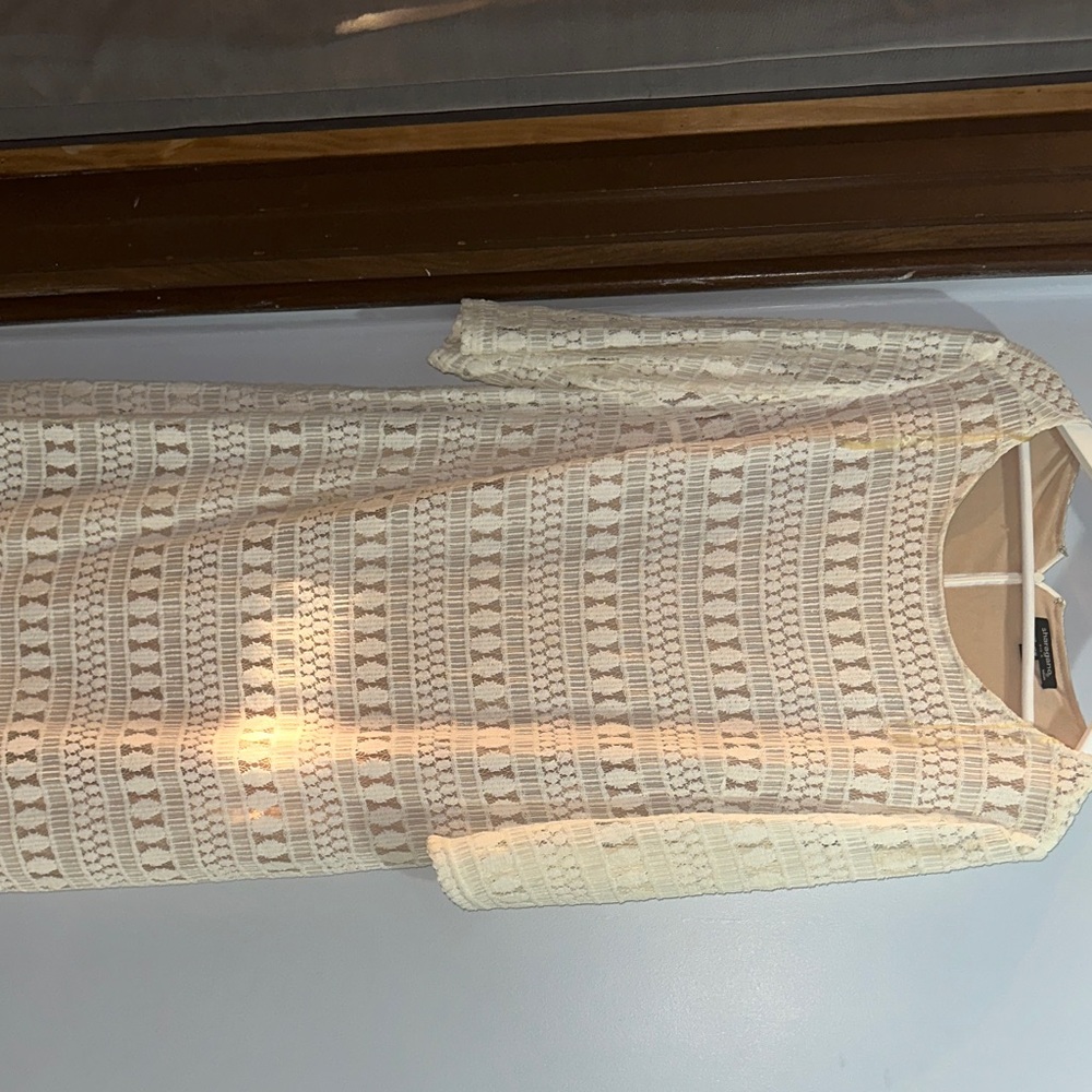 Sharagano Cream Lace Midi Dress